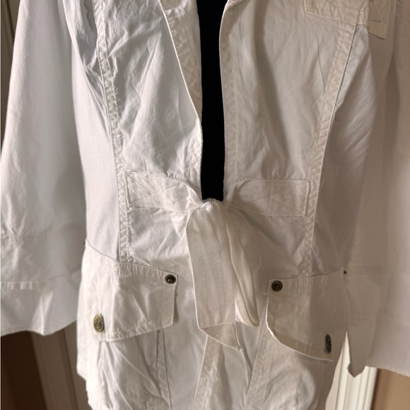 XCVI Women's White Front Tie Double Cuff Jacket size Large NWT - Picture 2 of 12